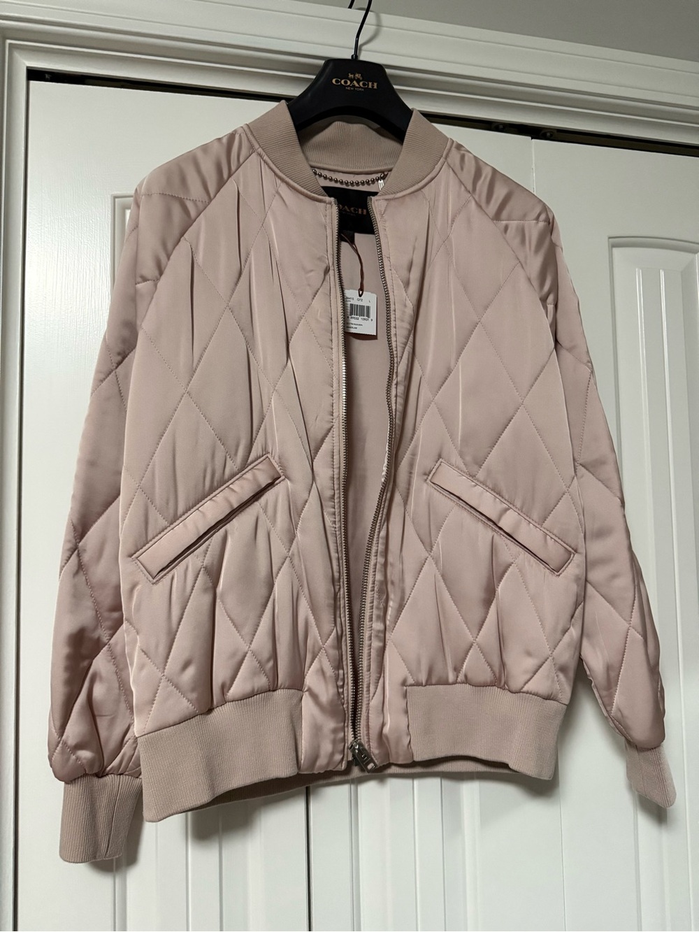 Coach Women's Blush Quilted Bomber Jacket NWT